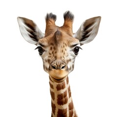 Obraz premium Adorable Portrait of a Baby Giraffe Animal for Print Nursery Children's Room Wall Art AI Generated