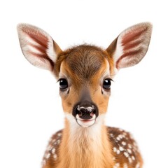 Fototapeta premium Adorable Portrait of a Baby Deer Fawn Animal for Print Nursery Wall Art AI Generated