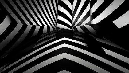 professional black and white background with various geometric elements. 3d space and space distortion. High quality illustration Generative AI