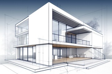 modern house with a large number of windows allowing for natural light Generative AI