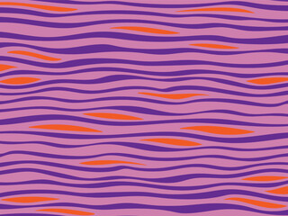 Vektorgrafik mit abstraktem wellenförmigen Muster in Lila und Orange.