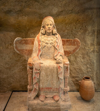 Lady of Baza (La Dama de Baza) Iberian Sculpture by Bastetani people at National Archaeological Museum - Madrid, Spain