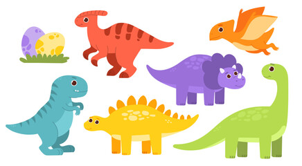 Obraz na płótnie Canvas Cute dinosaurus set