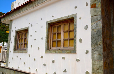 Traditional canarian house in San Juan de la Rambla,Tenerife,Canary islands,Spain.Travel concept.Selective focus.