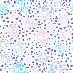 Summer cartoon seamless mushrooms pattern for wrapping paper and fabrics and linens and kids notebooks