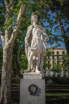 Statue of King Pelagius of Asturias (Don Pelayo) at Plaza de Oriente Square - Madrid, Spain