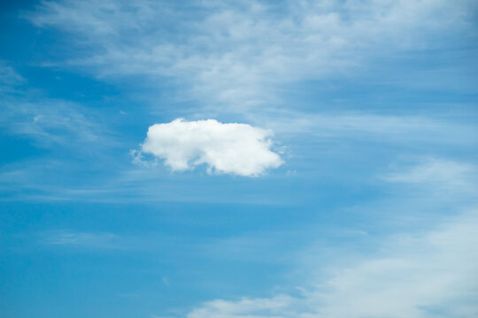 A lone cloud on a sunny day. The weather is nice and the sky is high. This is ideal for designer to look for new and creative idea to design background, chat box, or motivation and inspiration quotes.
