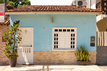 Fototapeta na wymiar Partial view of typical houses in the city of Prado - Bahia