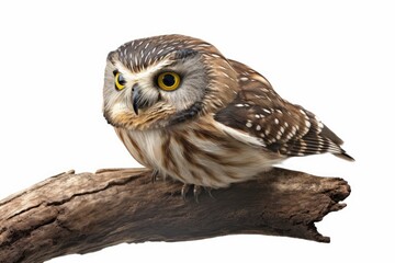Fototapeta premium cute owl perched on a wooden branch Generative AI