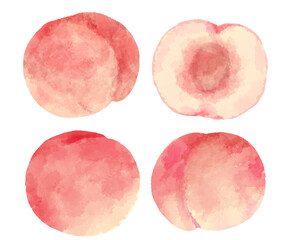 手描き水彩風の桃のイラスト
