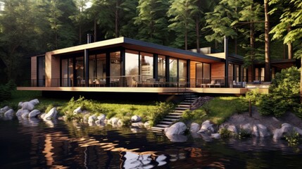 Obraz premium Modern House Design At River Ideas