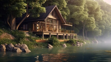 Obraz premium Modern House Design At River Ideas