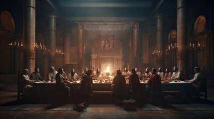 The Last Supper. The religious concept of the assembly. Generative AI