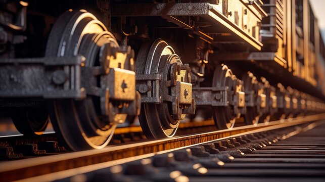 Train wheels on rails. Generative AI