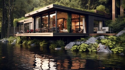 Obraz premium Modern House Design At River Ideas