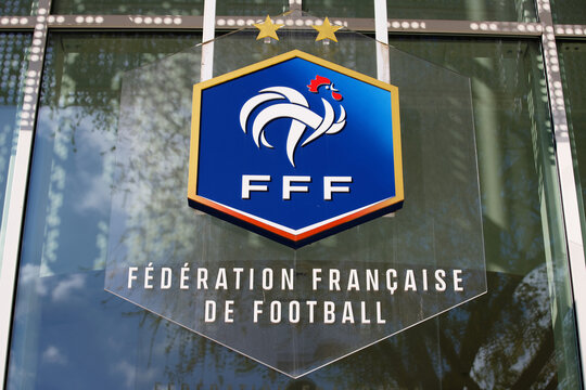 Logo of office of the french football federation located on boulevard Grenelle in 15th district of Paris.