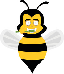 vector illustration bee cartoon brushing teeth with toothbrush