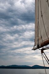 Beautiful landscape from a sailboat. Dramatic sky