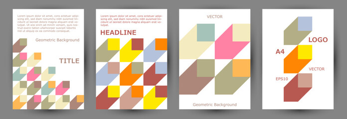Architecture magazine cover page mokup collection geometric design. Bauhaus style creative poster