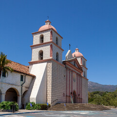 View to old mission of the Spanish missionary Junipero Serra in Santa Barbara