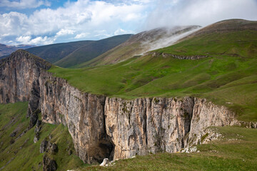 summer mountains green grass and blue sky landscape