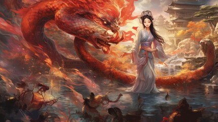 Fototapeta na wymiar Chinese Fantasy Style Scene Game Art