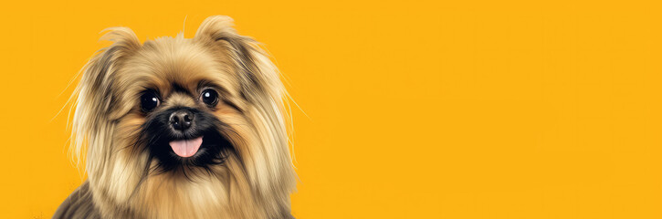 Groomer services concept with dog on orange background Generative AI