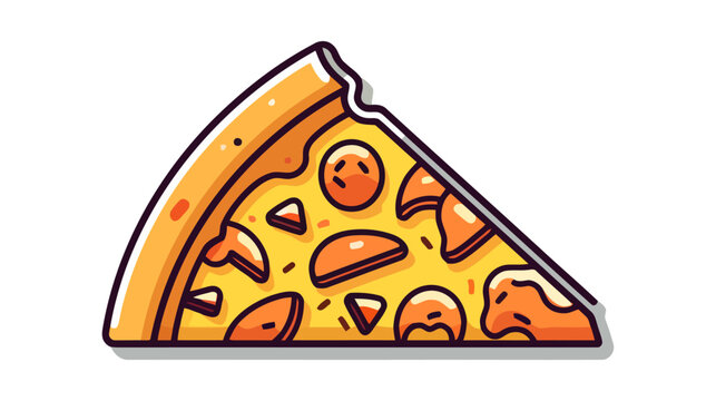Pizza flat vector illustration. Slice of pizza vector for restaurant, dinner and italian menu