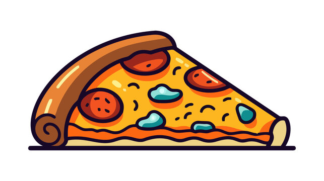 Pizza flat vector illustration. Slice of pizza vector for restaurant, dinner and italian menu