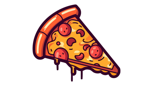 Pizza flat vector illustration. Slice of pizza vector for restaurant, dinner and italian menu