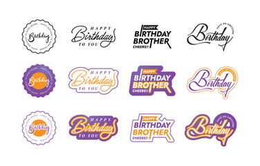 Naklejka premium Happy birthday vector typography design collection
