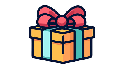 Gift box with ribbon line icon, outline vector sign, linear style isolated on white