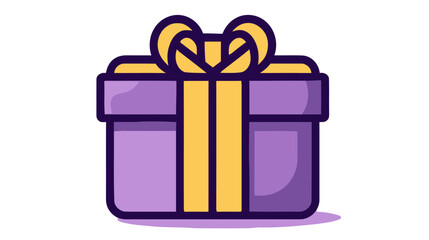 Gift box with ribbon line icon, outline vector sign, linear style isolated on white