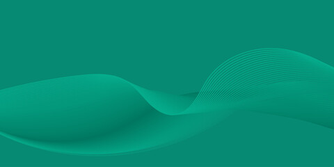 Abstract green line wave background. Green wave flow on green background. Vector illustration