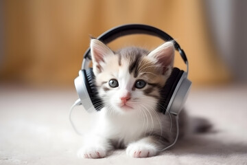 Kitten listening to music, Generative AI