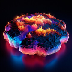 3d model of the planet with neon illumination. High quality illustration Generative AI