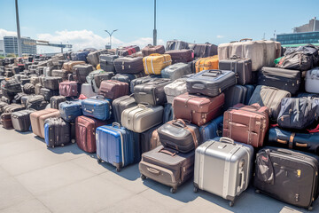 The Challenges of Airport Luggage and the Suitcase Hassle. Suitcase with luggage at airport. Generative AI