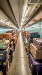 Obraz premium The Challenges of Airport Luggage and the Suitcase Hassle. Suitcase with luggage at airport. Generative AI