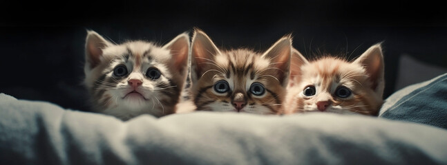Generative Ai image of a kittens on a blanket