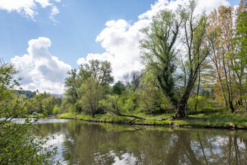 Fototapeta na wymiar Spring Landscape of Iskar river near Pancharevo lake, Bulgaria