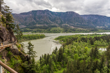 Beautiful view at the Columbia River from the Beacon Rock, Washington