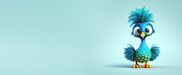 Cute Cartoon Peacock Banner with Space for Copy (Generative AI)