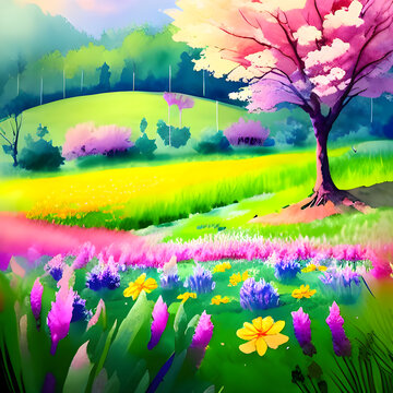 The great outdoors landscape spring landscape with flowers © Digital_DAImond