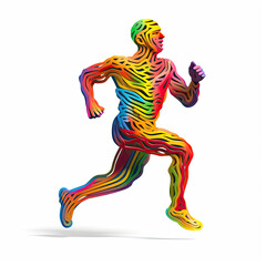 Obraz na płótnie Canvas A running human that consists only of colorful lines (Generative AI, Generativ, KI)