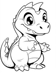 coloring page cute happy dinosaur