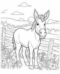 coloring page for kids, farm animals