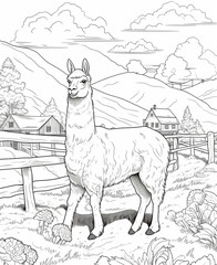 coloring page for kids, farm animals
