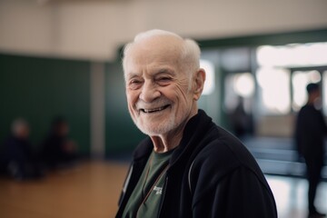 Portrait of a smiling senior man in sportswear at gym