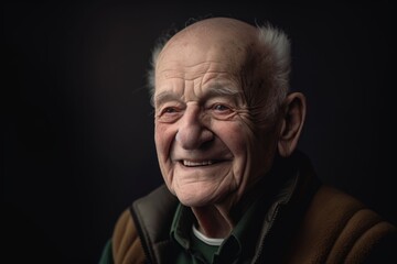 Obraz premium Portrait of an elderly man on a dark background. Studio shot.