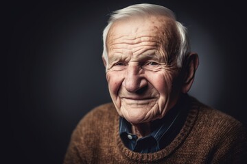 Portrait of an elderly man on a dark background. Toned.